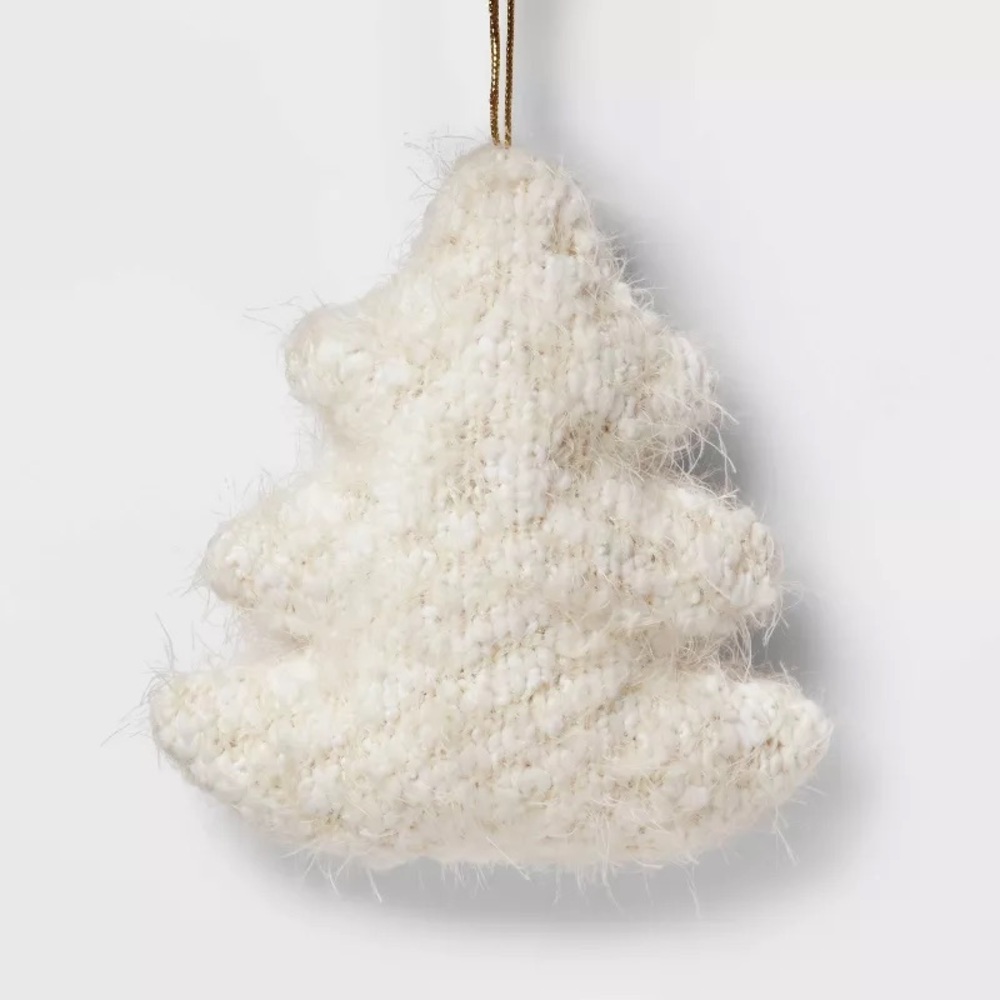 Knit Fabric Tree Christmas Tree Ornament White nwt Indoor 5.75" Height